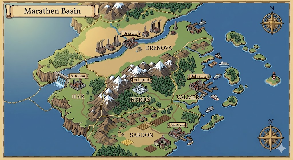 Map of the Marathen Basin region